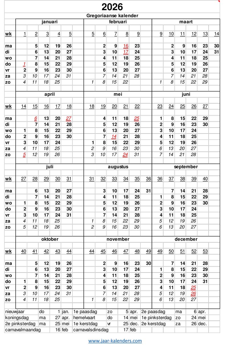 Word Calendar Template 2025 2026